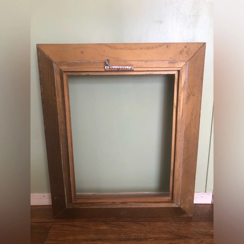 Wood Picture Frame Vintage Brown Gold Tone Holds 11 X 14” Photo, Mcm Mid Century